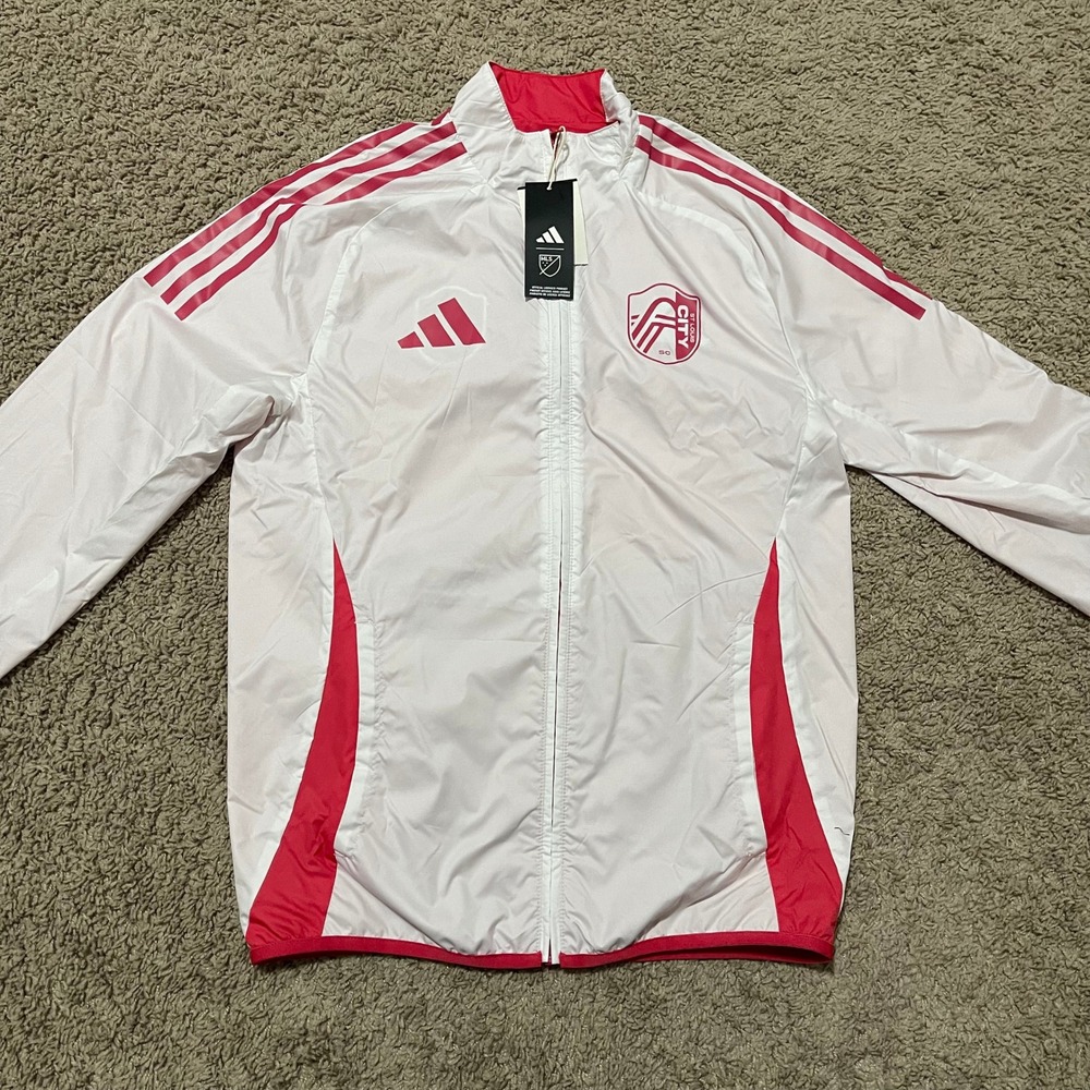 St Louis City SC Anthem Jacket Mens XS City Red Adidas‎ Reversible Full Zip MLS - Picture 2 of 13
